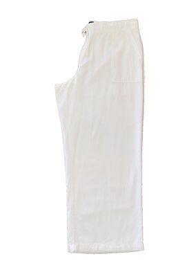 GAP White Linen Blend Wide Leg Pants Elastic Waist Relaxed Summer Resort XL